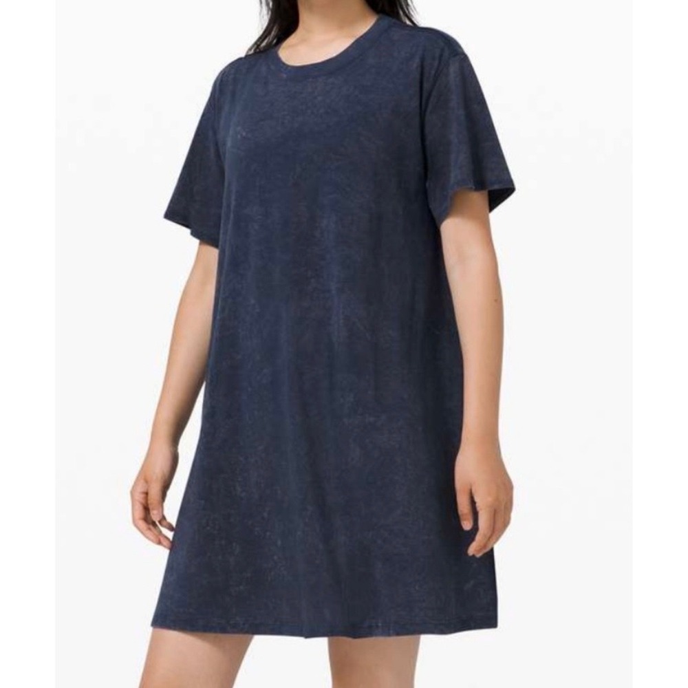 Lululemon All Yours Tee Dress Cloud Wash Navy Blue Size 12 - Picture 2 of 10